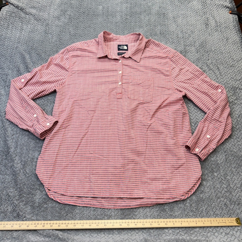 The North Face Shirt Womens XL Red Striped Long Sleeve Button up A3SVA SP19